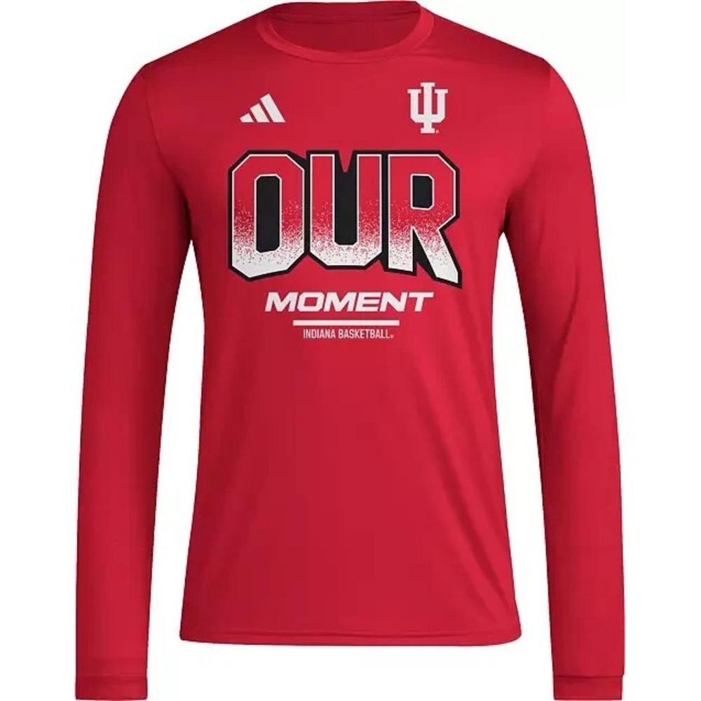 NEW Indiana Hoosiers Adidas Mens Long Sleeve T-Shirt Size XXL Basketball Red $45